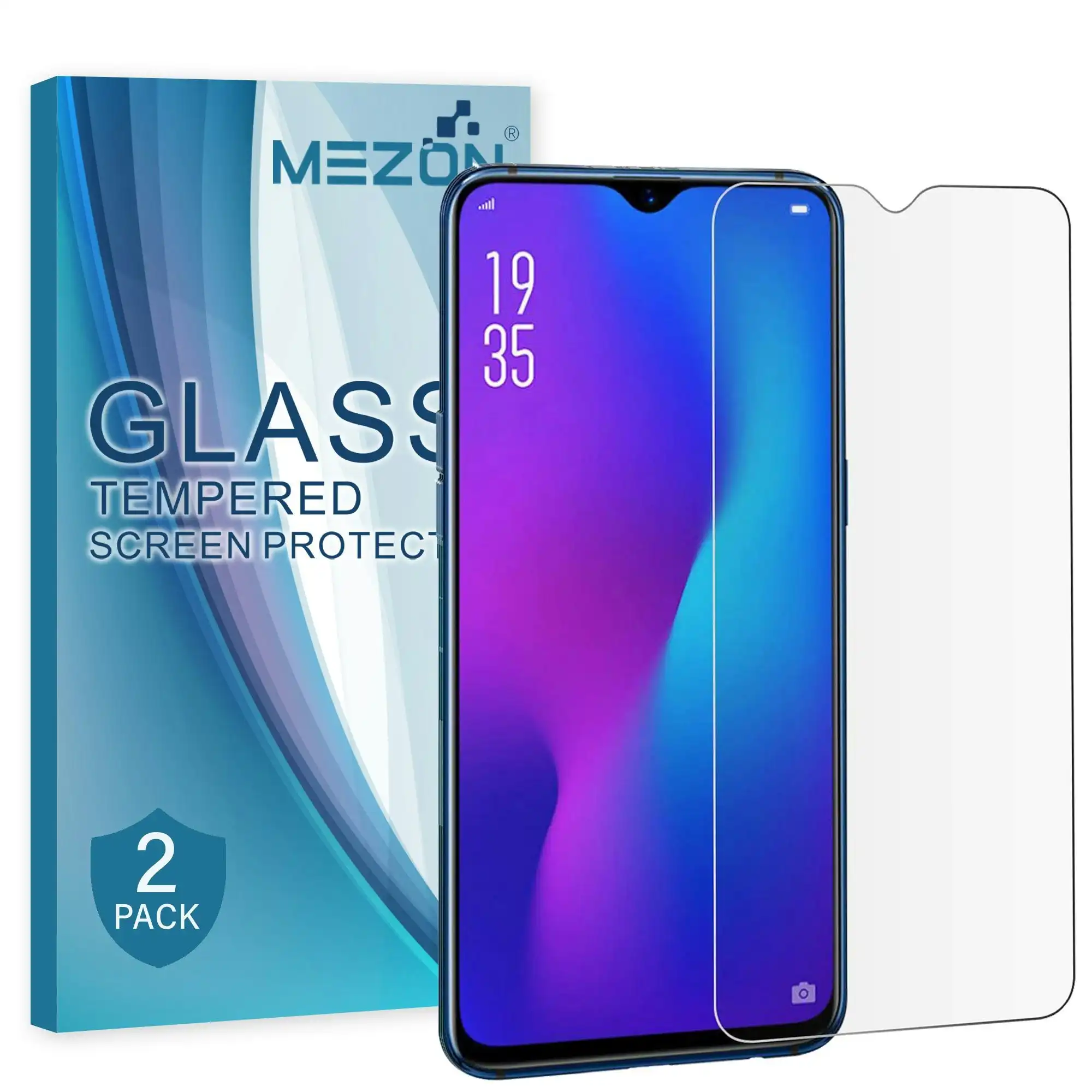 [2 Pack] MEZON OPPO R17 Tempered Glass 9H HD Crystal Clear Premium Case Friendly Screen Protector (R17, 9H)