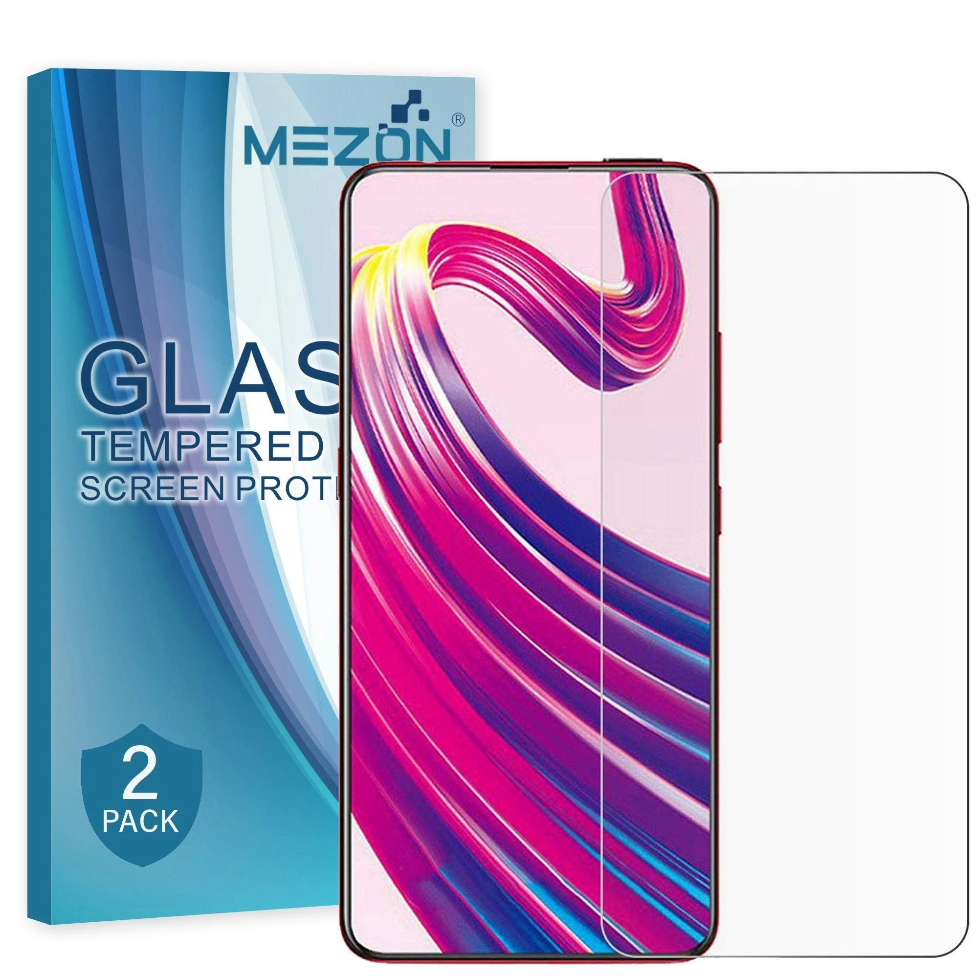 [2 Pack] MEZON Vivo V15 Pro Tempered Glass 9H HD Crystal Clear Premium Case Friendly Screen Protector (Vivo V15 Pro, 9H)