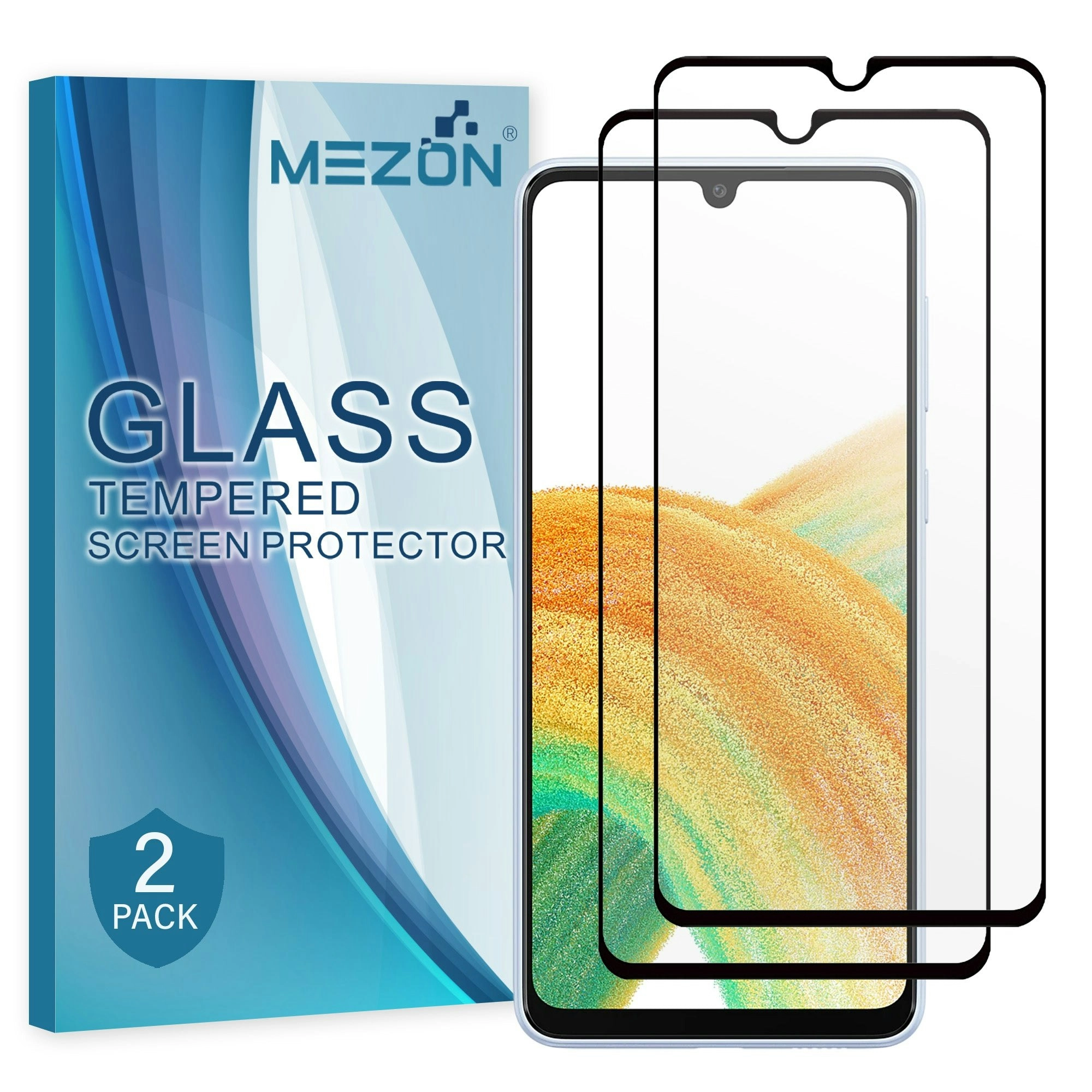 [2 Pack] MEZON Full Coverage Samsung Galaxy A33 5G Tempered Glass Crystal Clear Premium 9H HD Screen Protector