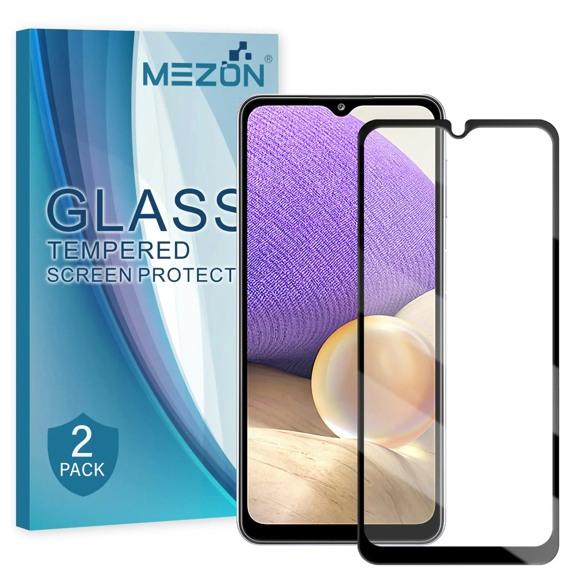 [2 Pack] MEZON Full Coverage Samsung Galaxy A22 5G (6.6") Tempered Glass Crystal Clear Premium 9H HD Screen Protector