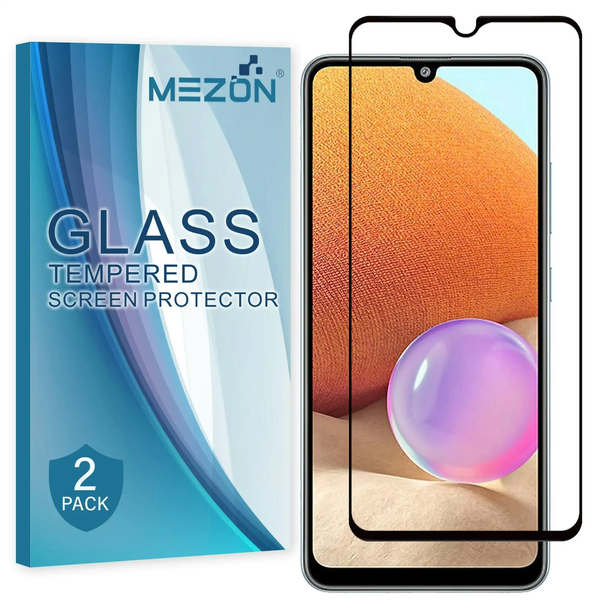 [2 Pack] MEZON Full Coverage Samsung Galaxy A22 4G (6.4") Tempered Glass Crystal Clear Premium 9H HD Screen Protector