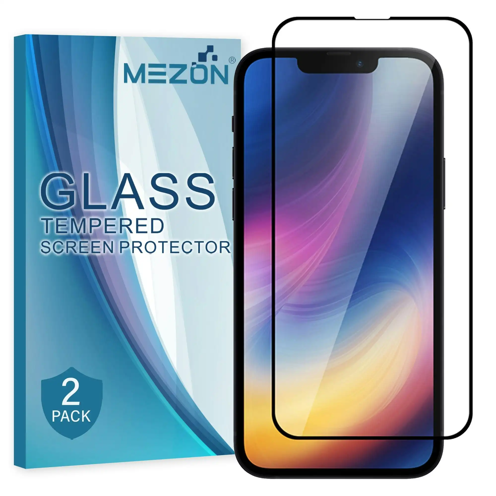 [2 Pack] MEZON Full Coverage Tempered Glass for iPhone 13 Pro Max (6.7") Crystal Clear Premium 9H HD Screen Protector