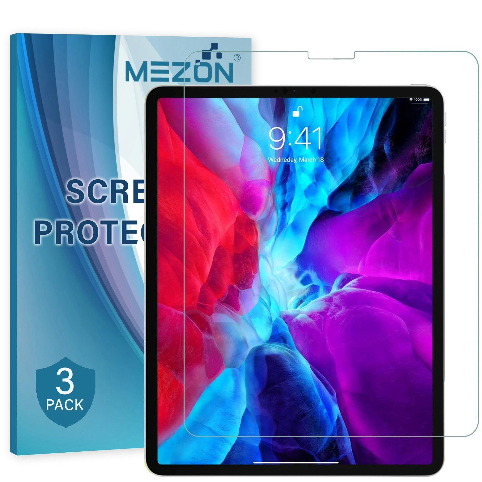 [3 Pack] MEZON Apple iPad Pro 12.9" M1 2021 Anti-Glare Matte Film Case and Pencil Friendly Screen Protector