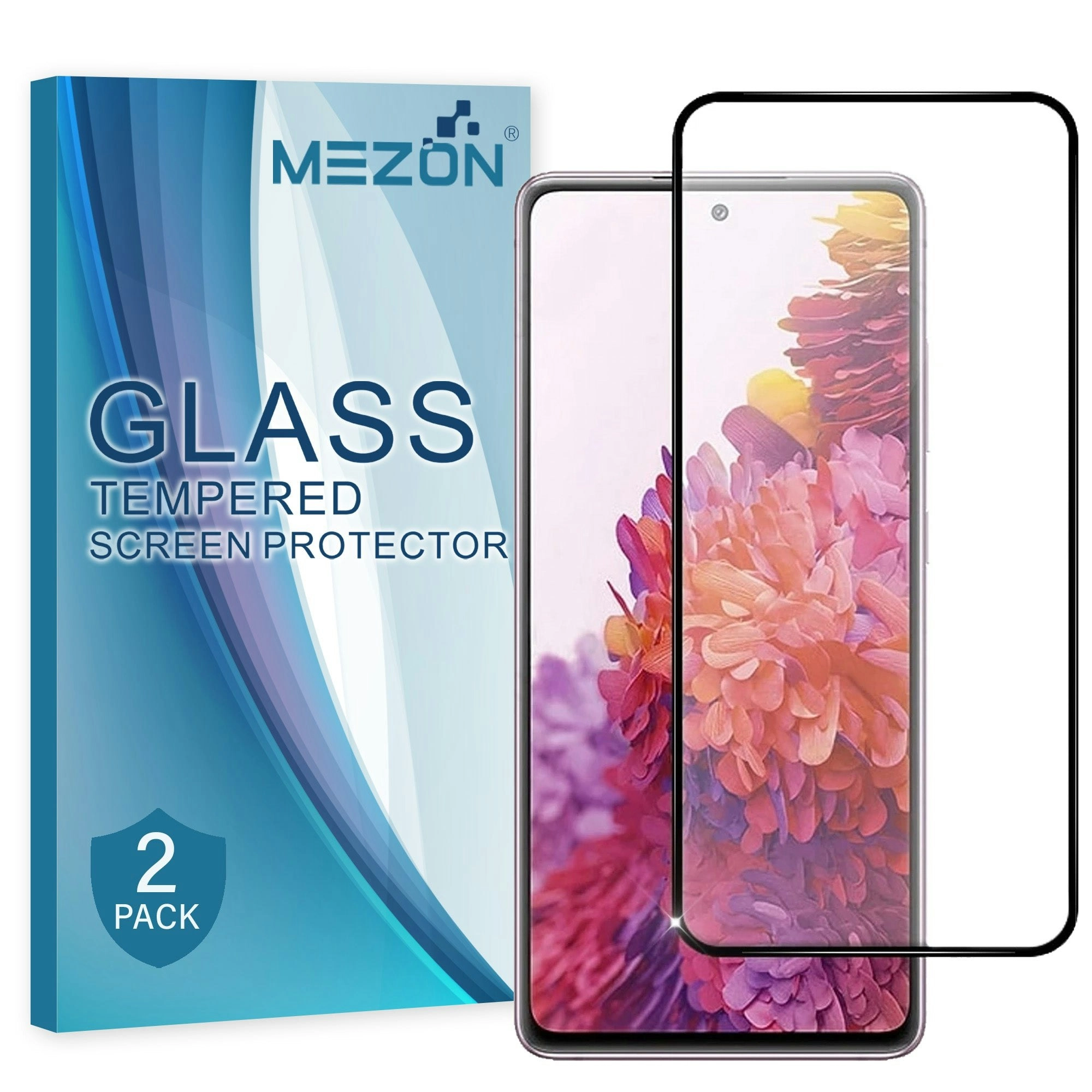 [2 Pack] MEZON Full Coverage Samsung Galaxy S20 FE Tempered Glass Crystal Clear Premium 9H HD Screen Protector (S20 FE, 9H Full)