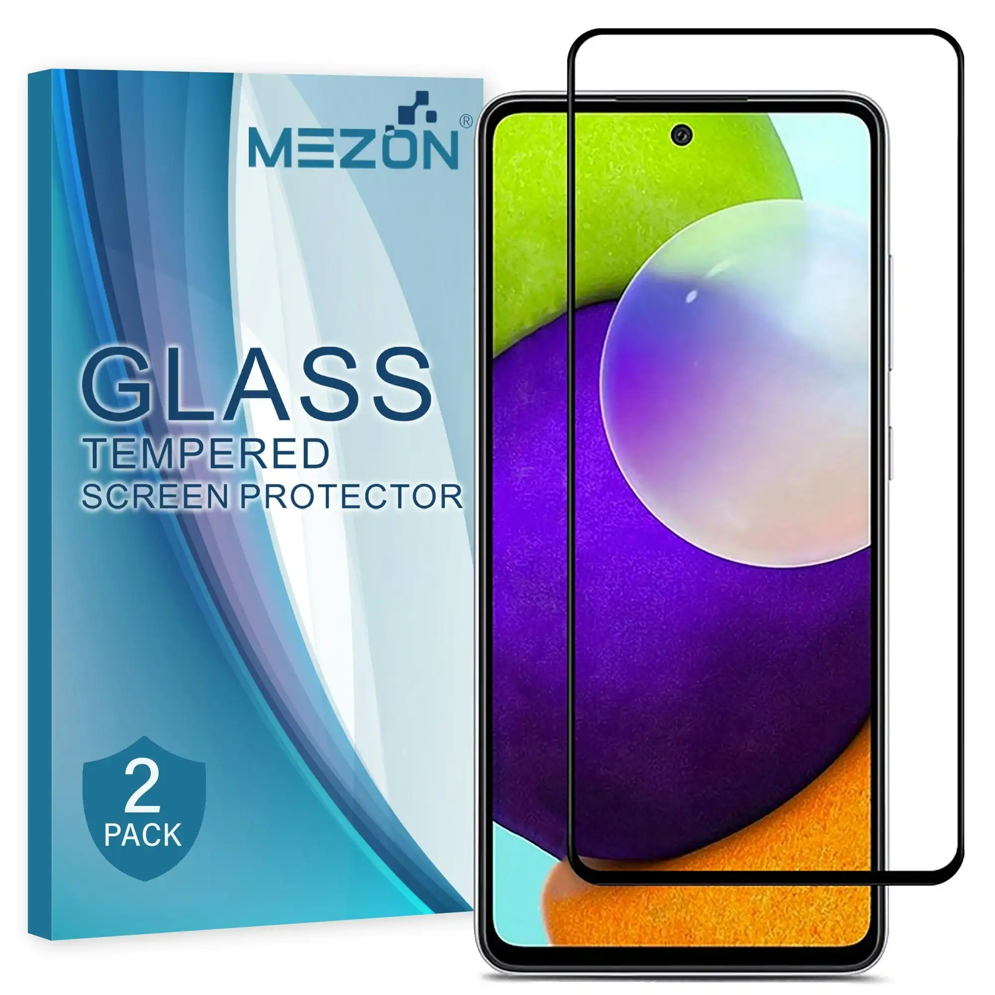 [2 Pack] MEZON Full Coverage Samsung Galaxy A52 Tempered Glass Crystal Clear Premium 9H HD Screen Protector (A52, 9H Full)