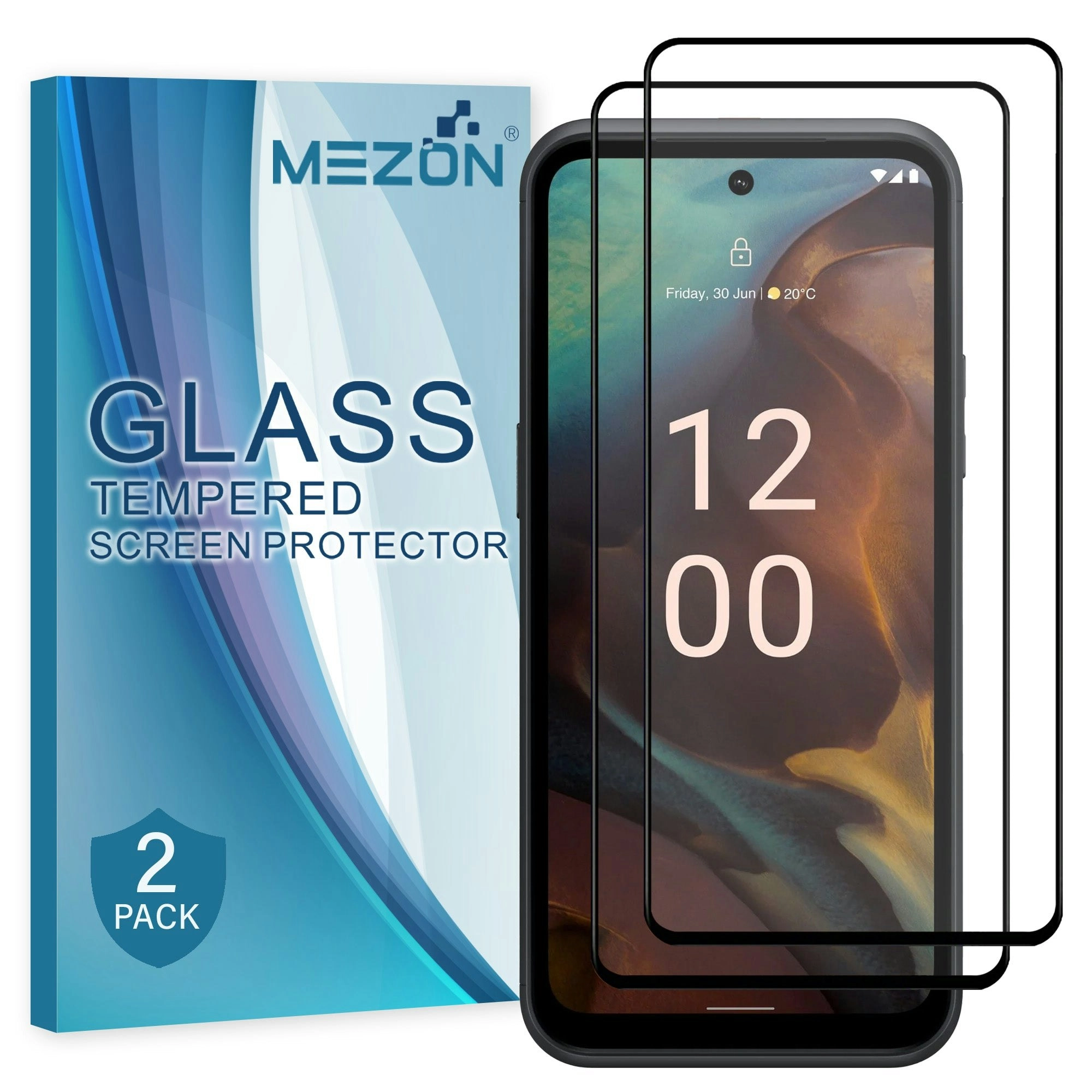 [2 Pack] MEZON Full Coverage Nokia XR21 Tempered Glass Crystal Clear Premium 9H HD Screen Protector (Nokia XR21, 9H Full)