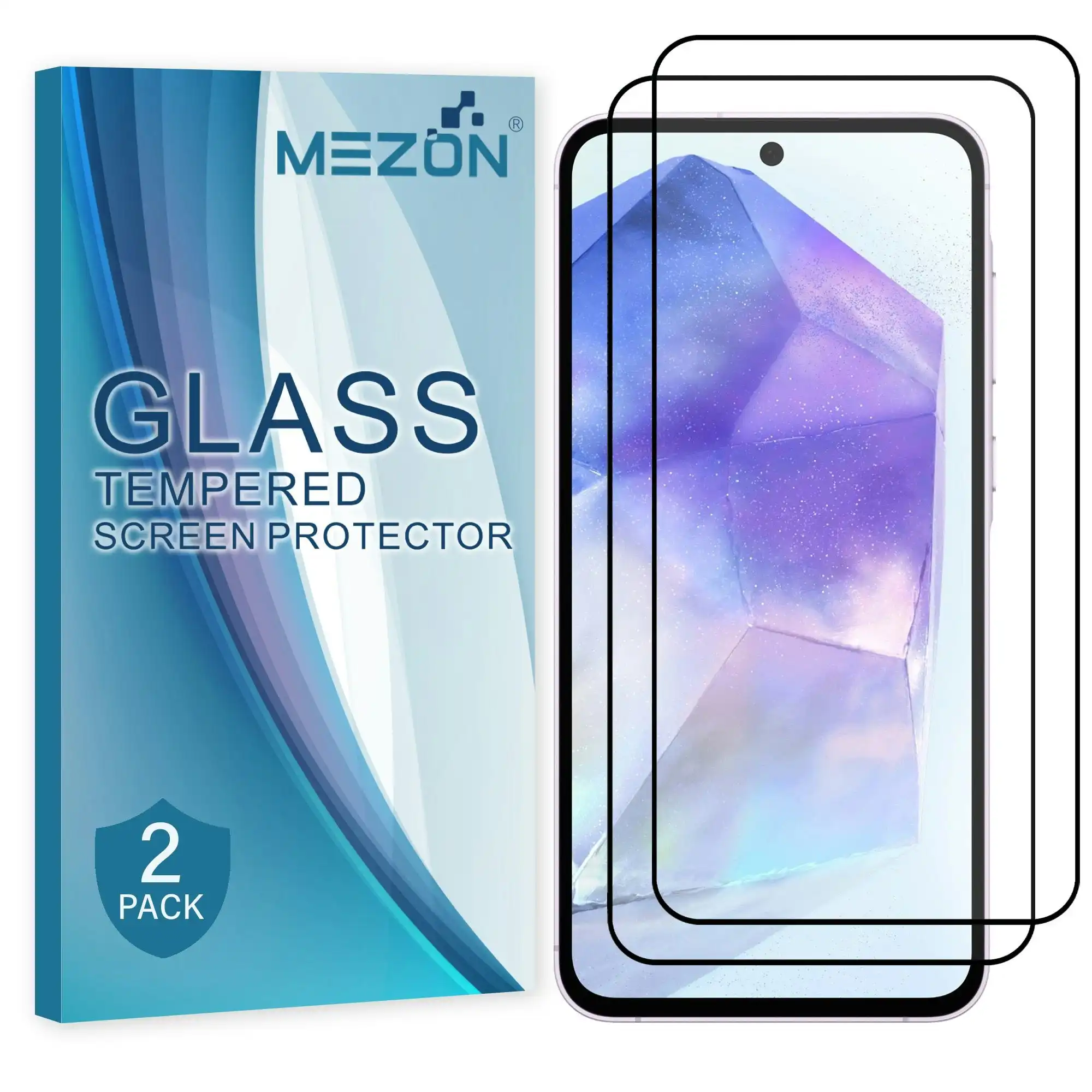 [2 Pack] MEZON Full Coverage Samsung Galaxy A35 5G Tempered Glass Crystal Clear Premium 9H HD Screen Protector