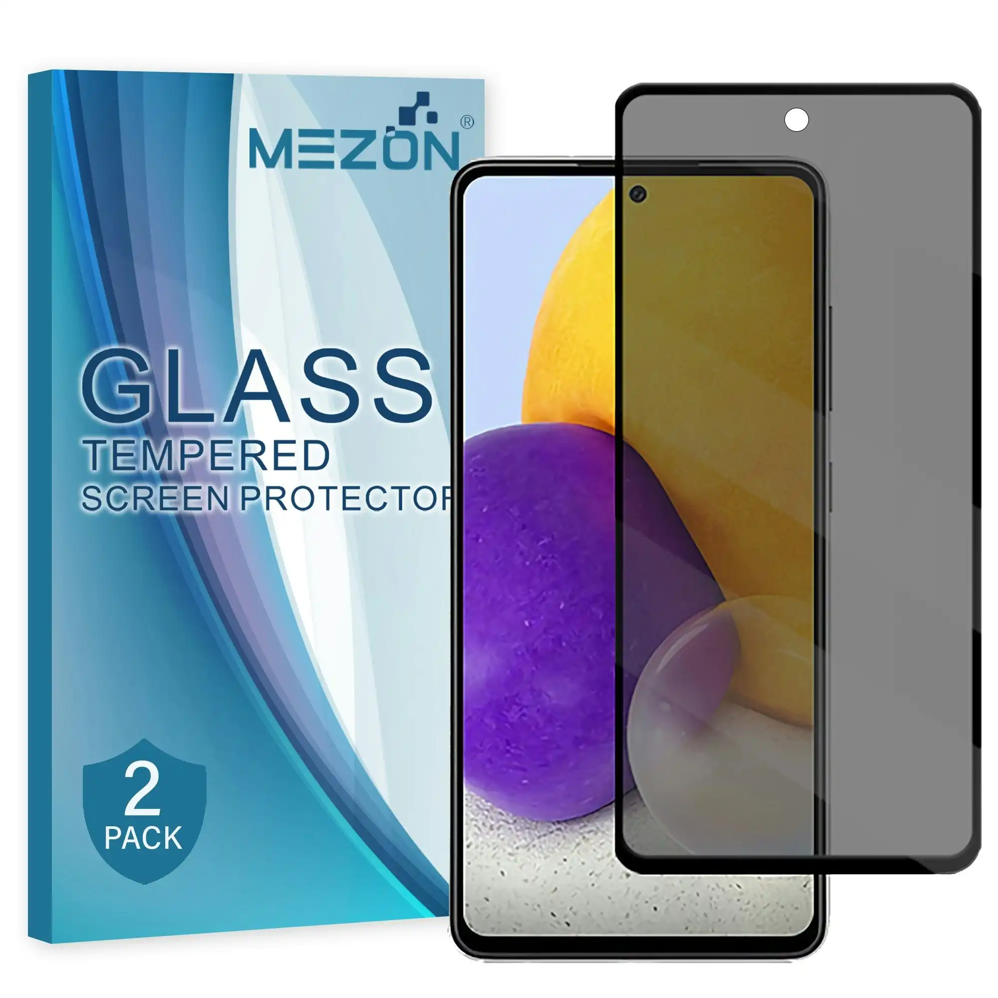 [2 Pack] MEZON Privacy Anti-Spy Full Coverage Samsung Galaxy A72 Tempered Glass Premium 9H HD Screen Protectors