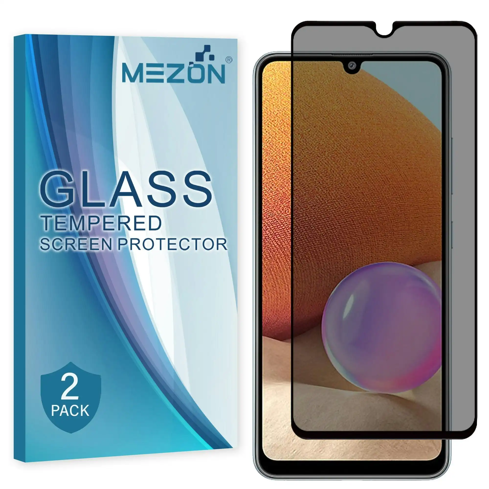 [2 Pack] MEZON Privacy Anti-Spy Full Coverage Samsung Galaxy A32 Tempered Glass Premium 9H HD Screen Protectors