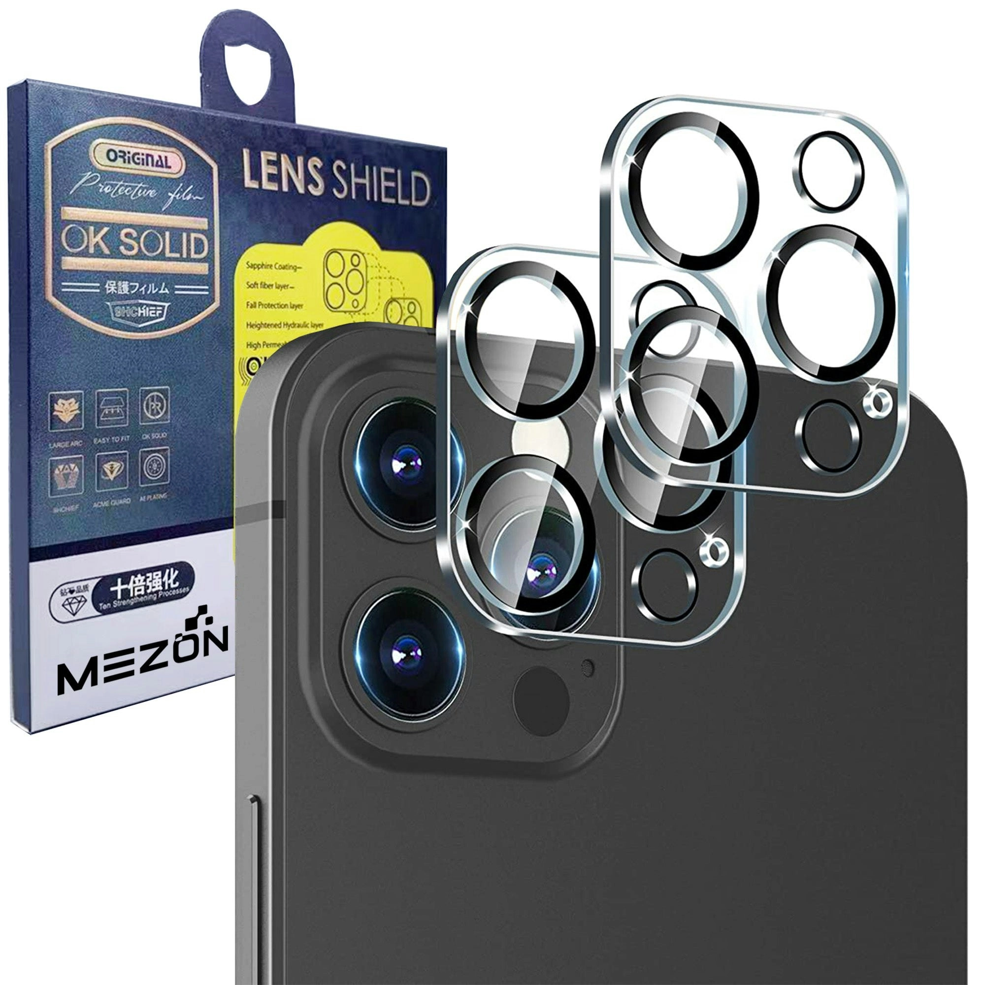 [2 Pack] MEZON Camera Lens Tempered Glass for iPhone 13 Pro Max (6.7") Premium Full Coverage – No Whitening from Flash