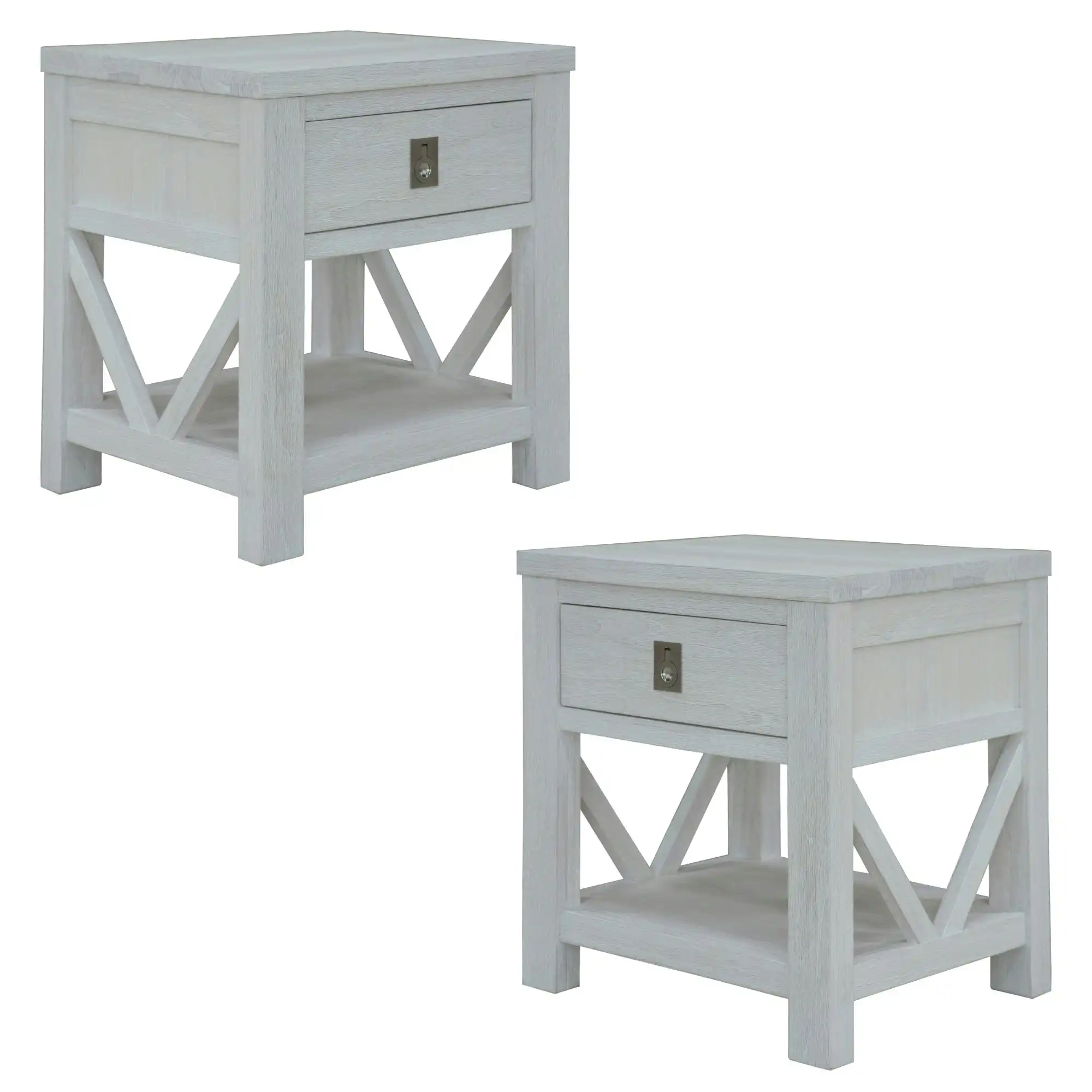 Myer 2pc Bedside Table White Wash