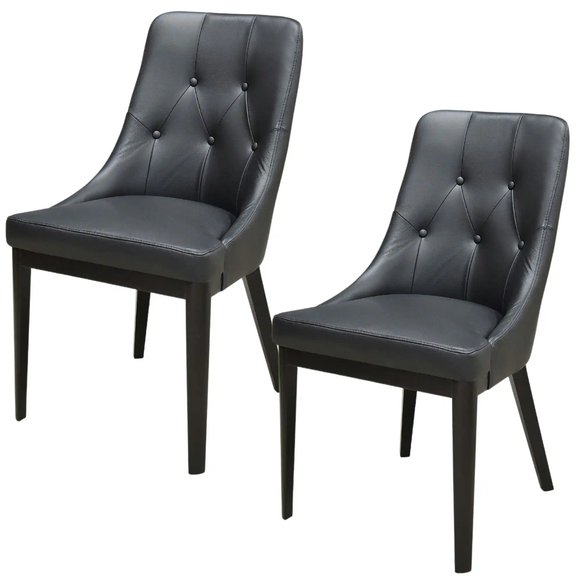 Jenny Set of 2 Leather Dining Chair Black