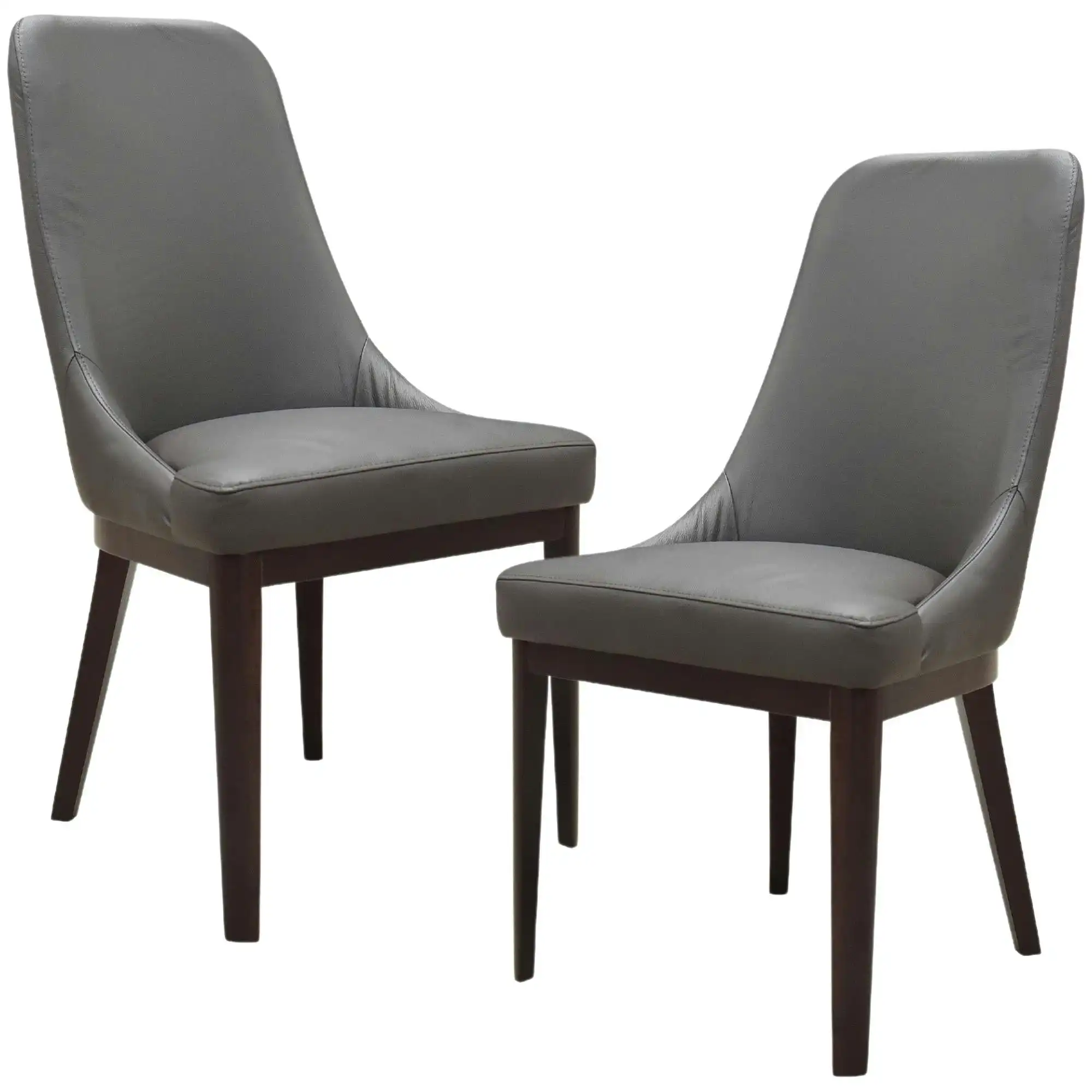 Claire Set of 2 Leather Dining Chair Dark Brown
