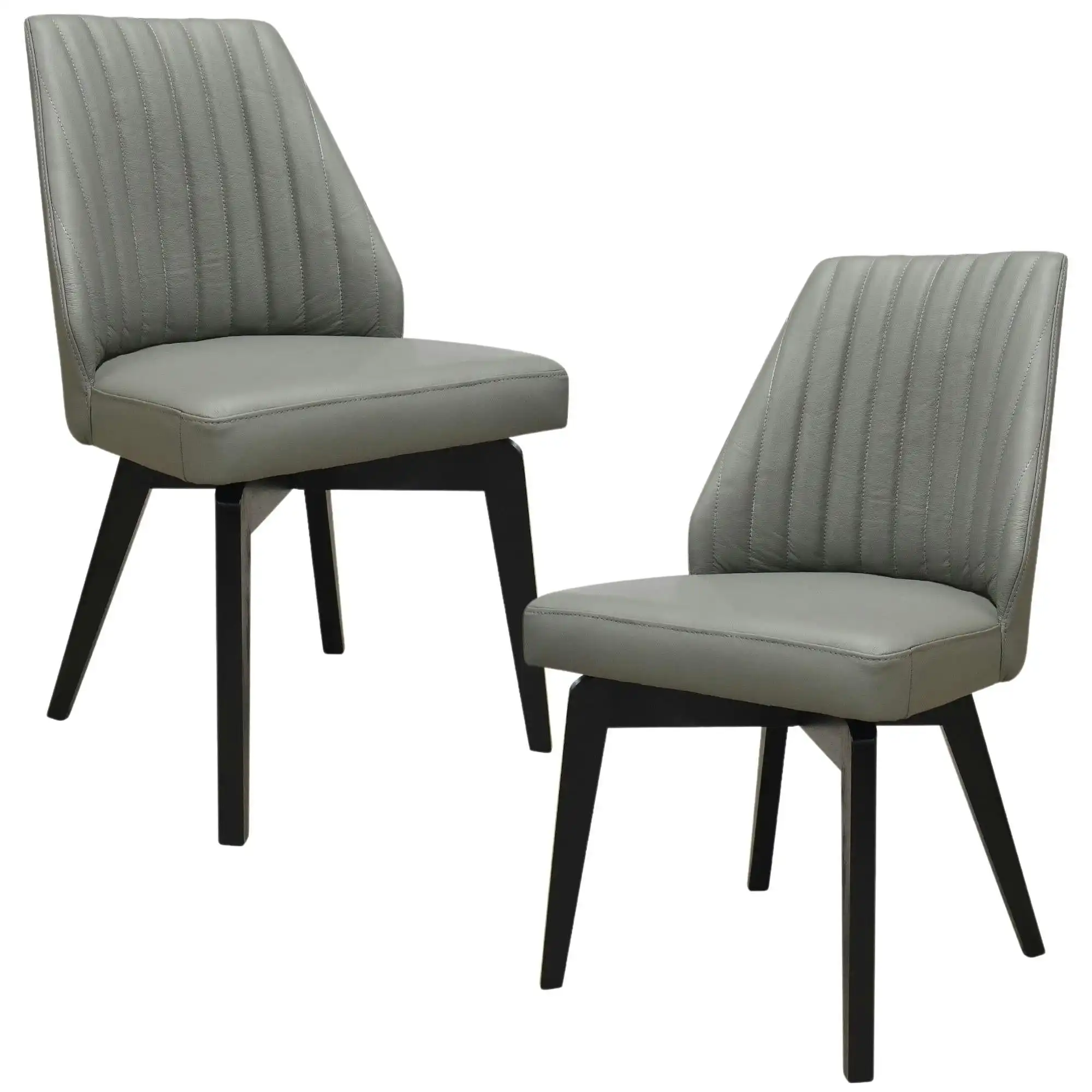 Shelby Set of 2 Leather Dining Chair Grey