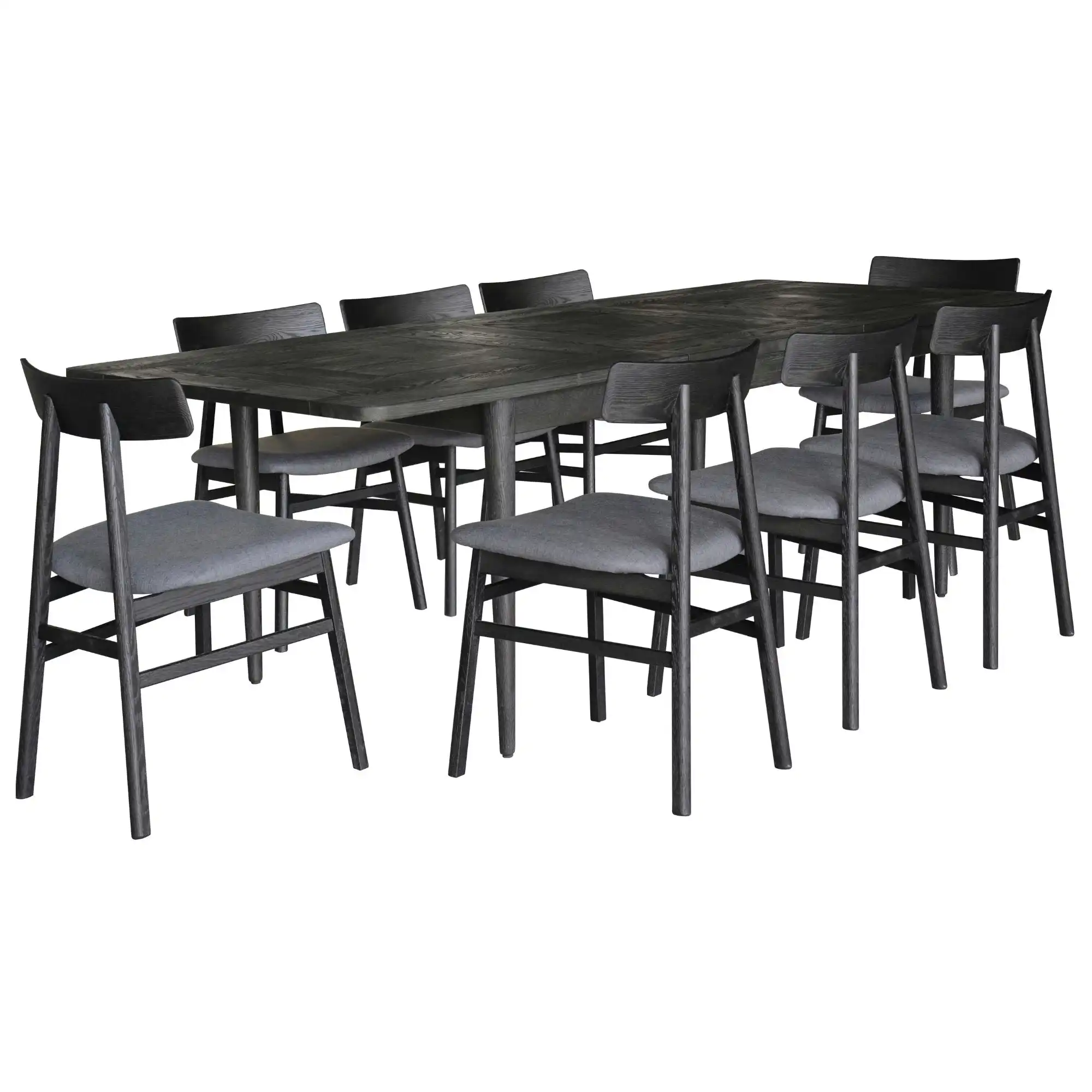 Claire 9pc Extendable Dining Table Fabric Seat Chair Set