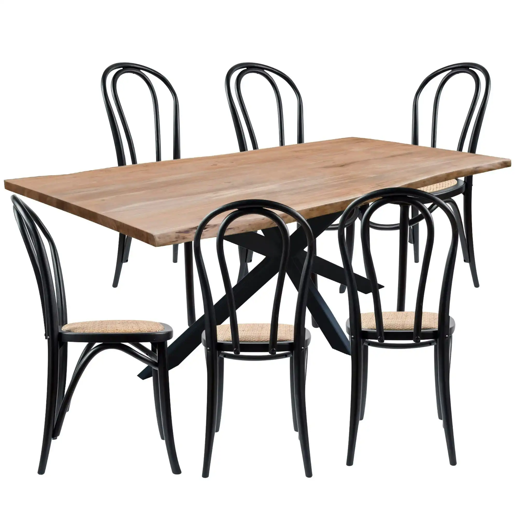 Lantana 7pc 210cm Dining Table Arched Chair Set