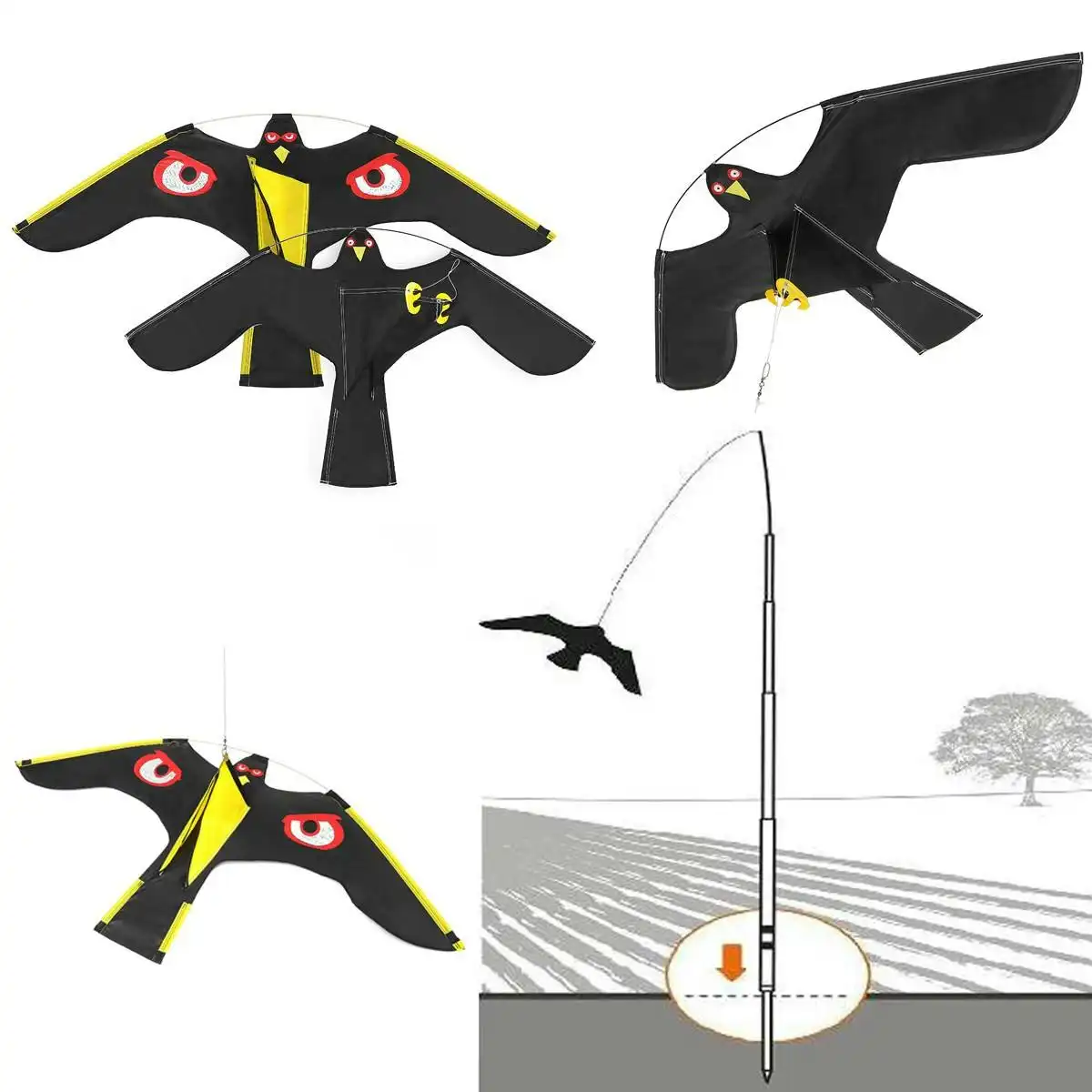 Simulation Flying Hawk Bird Scarer, bird repellent 2 Styles