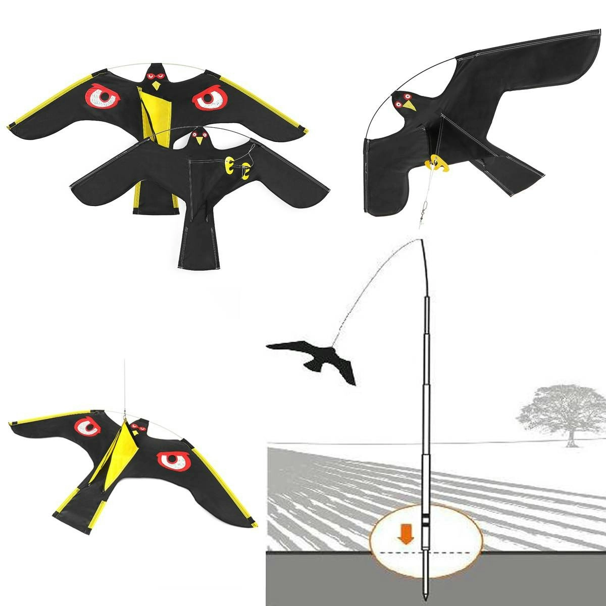 Simulation Flying Hawk Bird Scarer, bird repellent 2 Styles