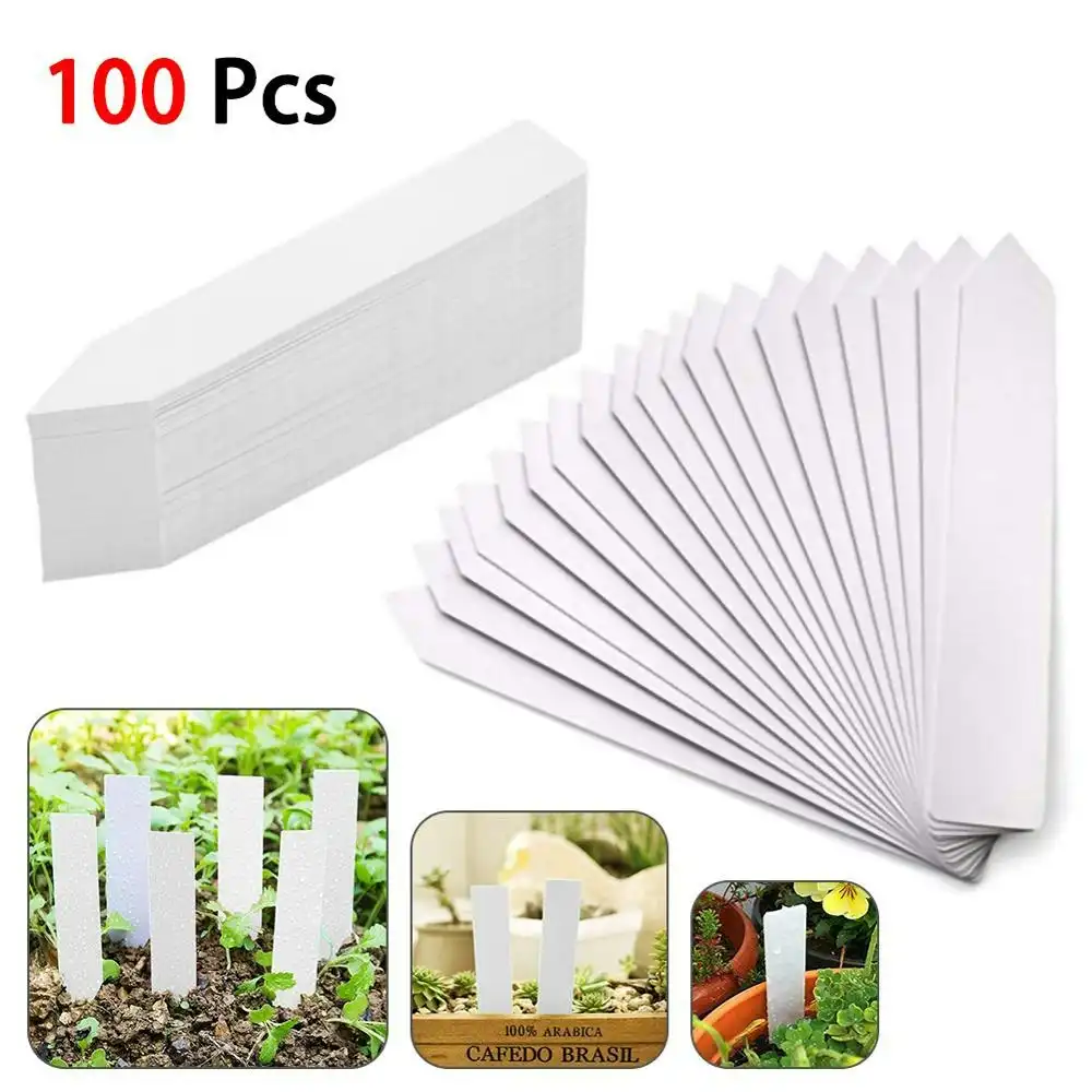 100pcs! Plant markers plastic garden stake tags nursery labels 10 x 2cm