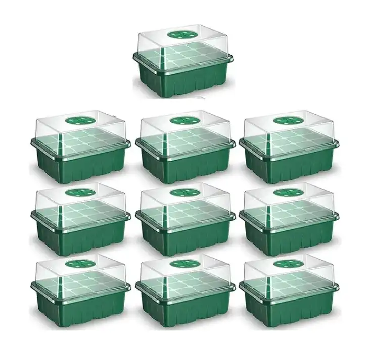 5-10pc Plant 12 Cell Seedling Starter Trays With Lid