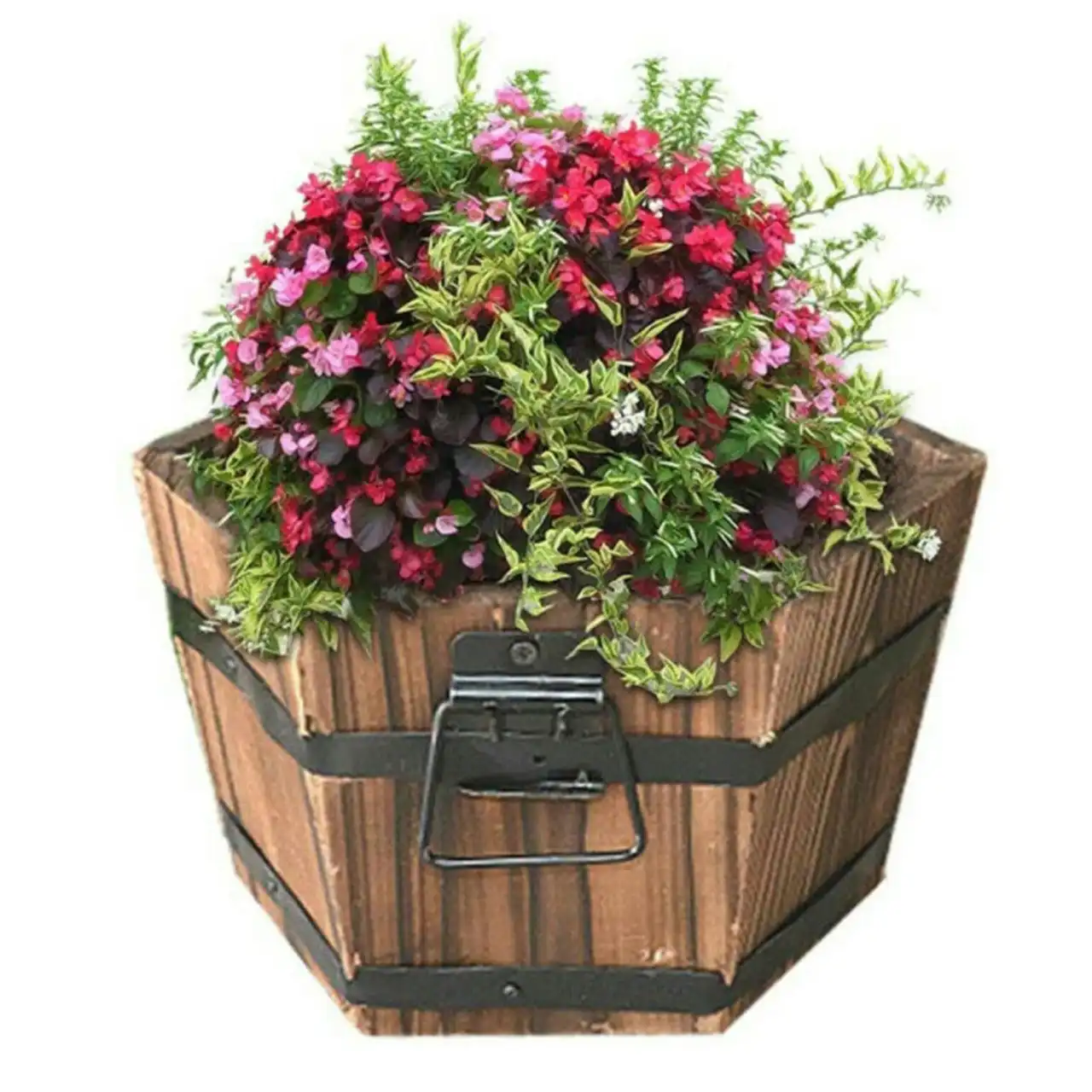 100% Solid Wood Rustic Planter Flower Pot Tub, 3 sizes
