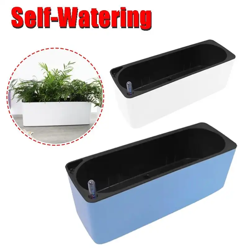 Self watering plant flower pots with water level indicator