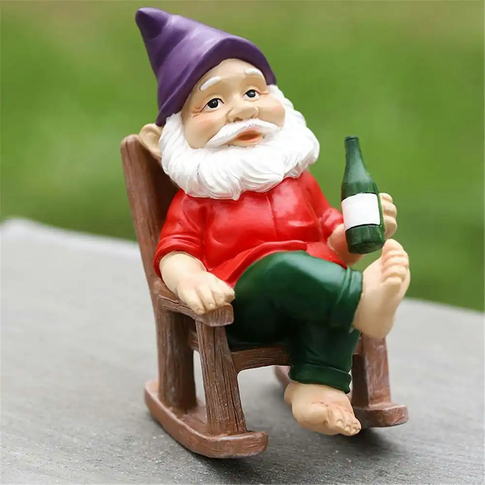 Funny Novelty Drinking Garden Gnome Figurine Garden Decor