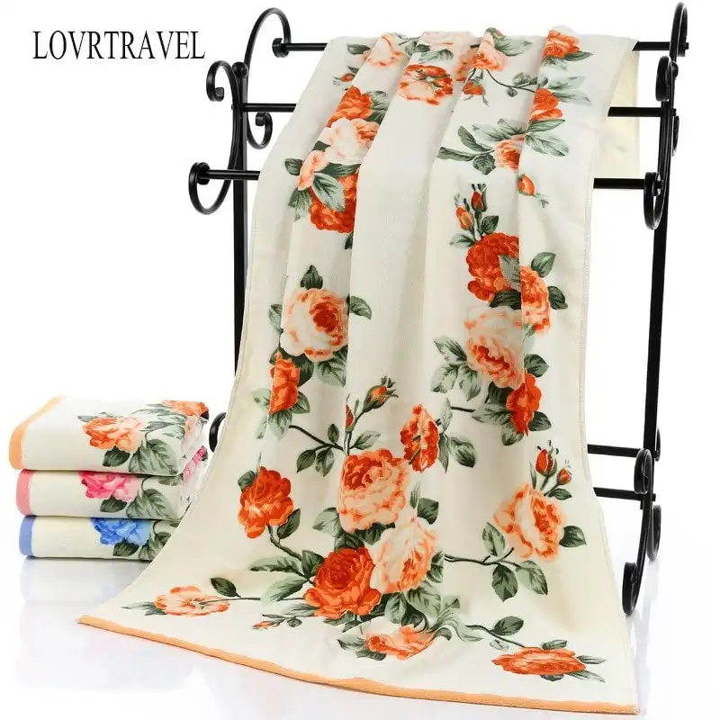 Floral Rose Luxury Cotton Bath Towel, 3 colours, 2 sizes