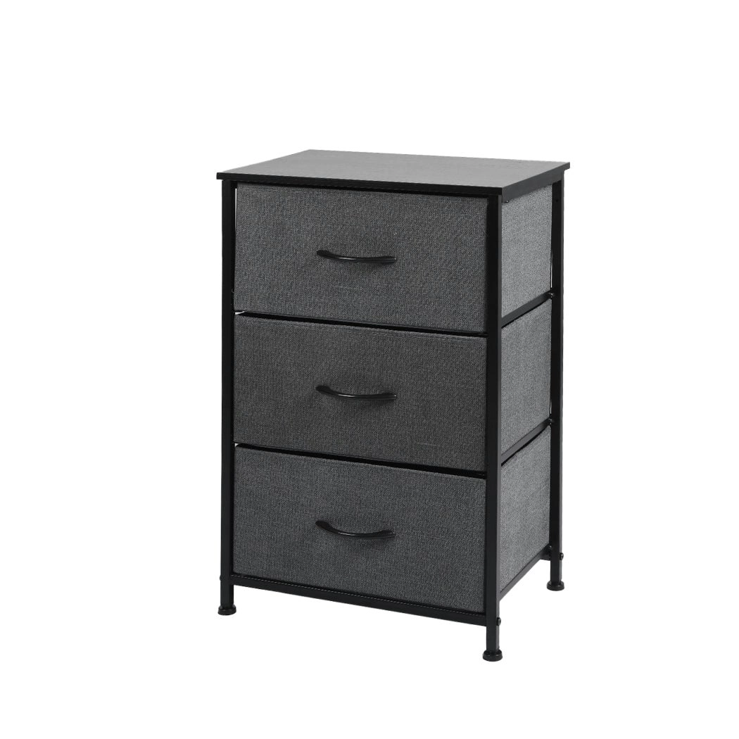 Levede Storage Cabinet Tower Chest of Drawers Dresser Tallboy 3 Drawer Bedside (CH1051-DG_1)