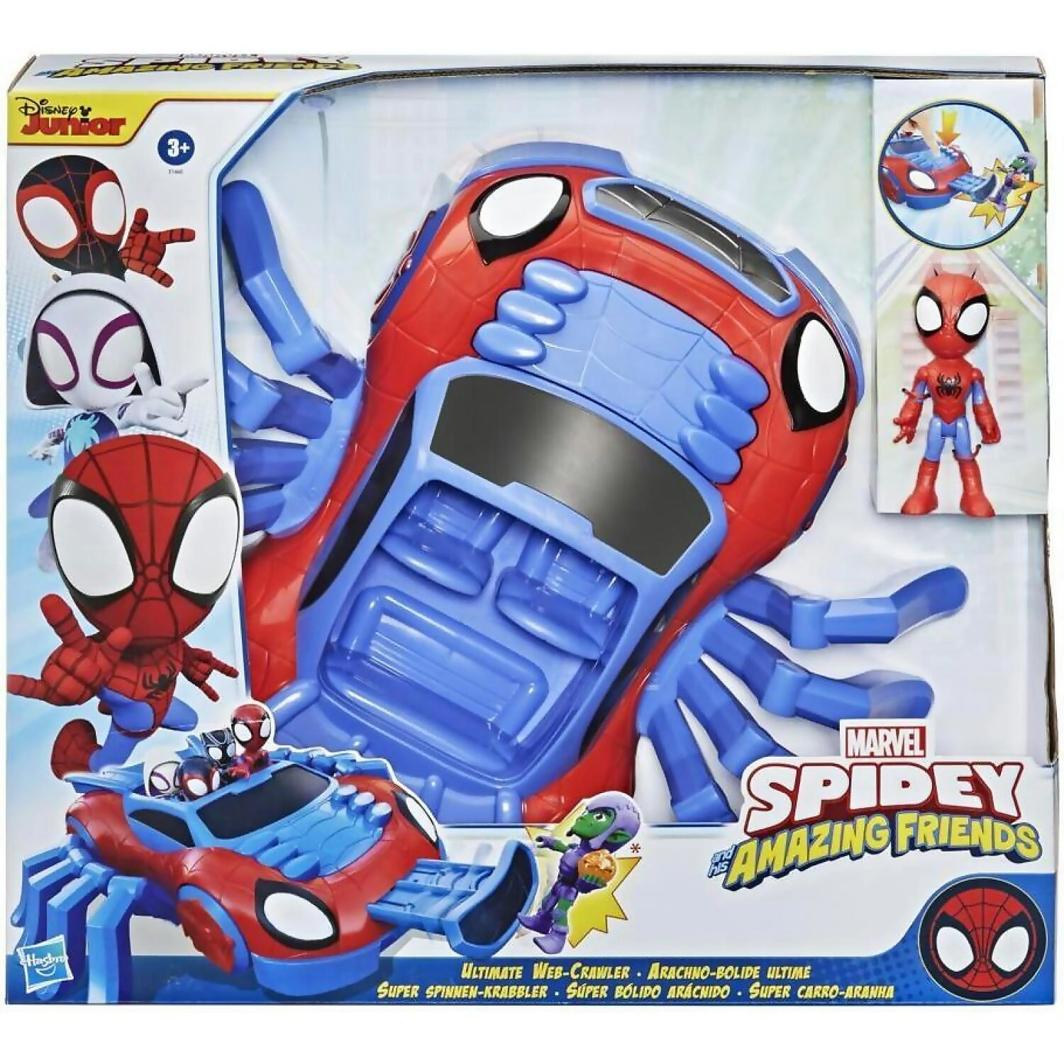 Marvel - Spidey And His Amazing Friends Ultimate Web-crawler With Spidey Stunner Feature And 4-inch Spidey Figure