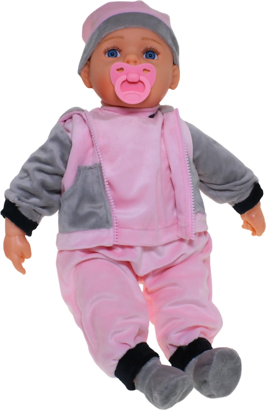 Cotton Candy - Baby Doll Chloe With Dummy - Pink/grey Outfit