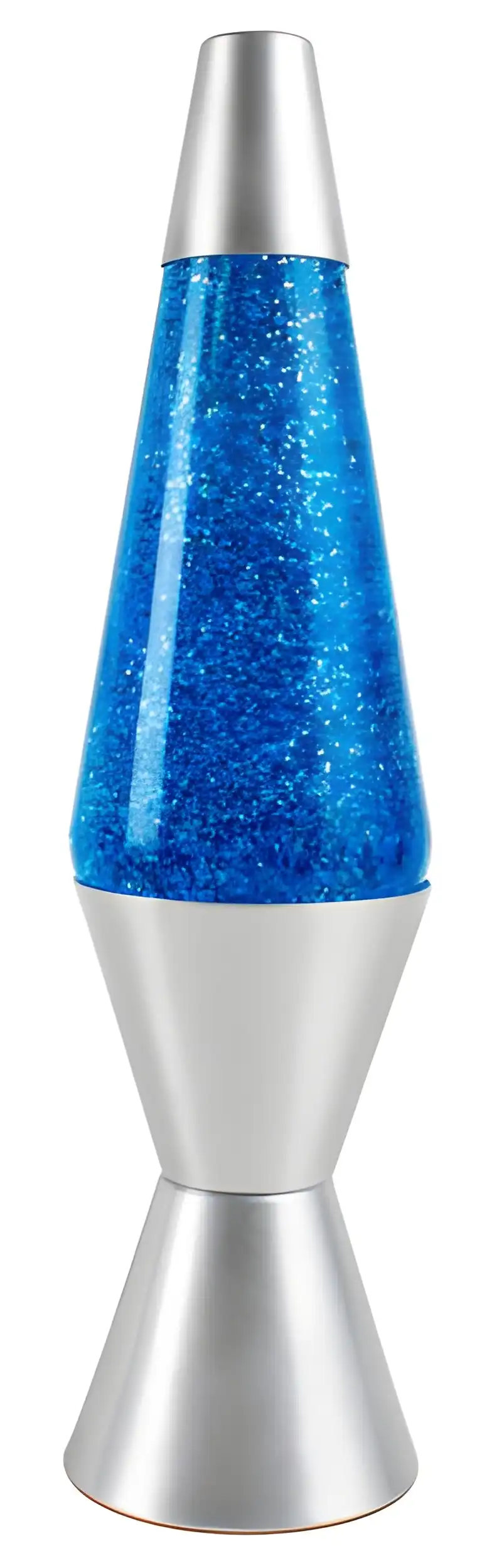 LANDMARK - Liquid Lava Lamp 37cm Blue Glitter Liquid Retro Silver Base