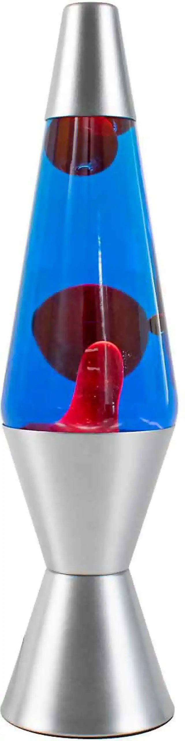 LANDMARK - Liquid Lava Lamp 37cm Blue Water Red Wax Retro Silver Base