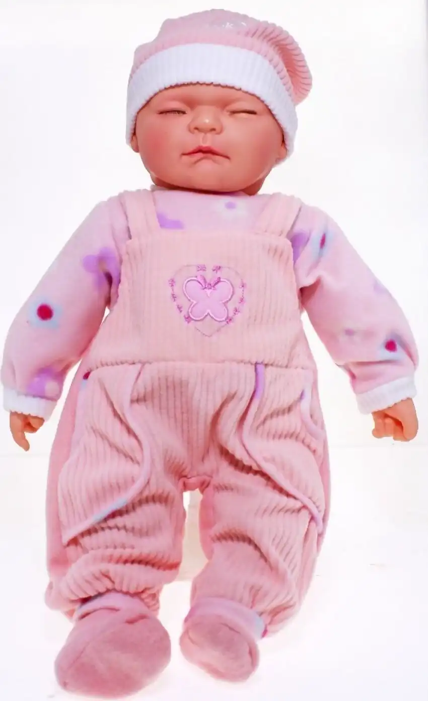 Cotton Candy - Baby Doll Chloe With Dummy - Light Pink Overalls