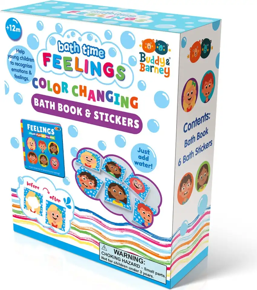 Buddy & Barney - Colour Changing Bath Book & Stickers - Feelings