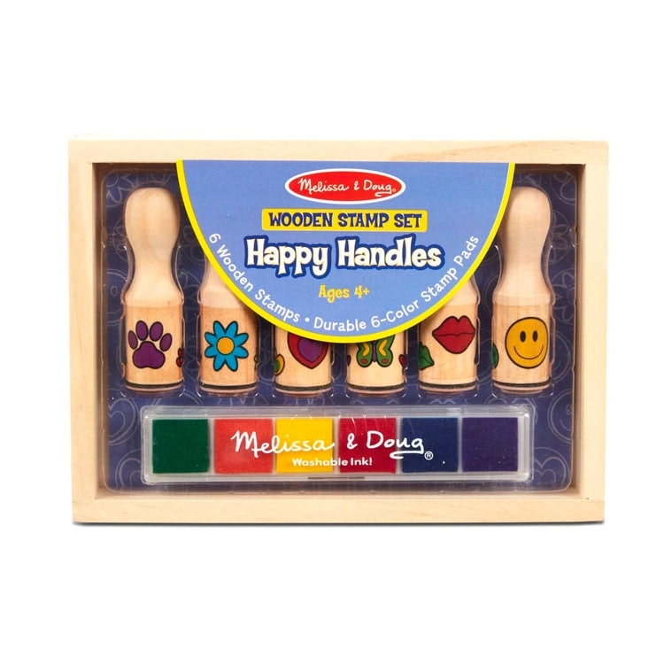 Melissa & Doug - Wooden Stamp Set - Happy Handles