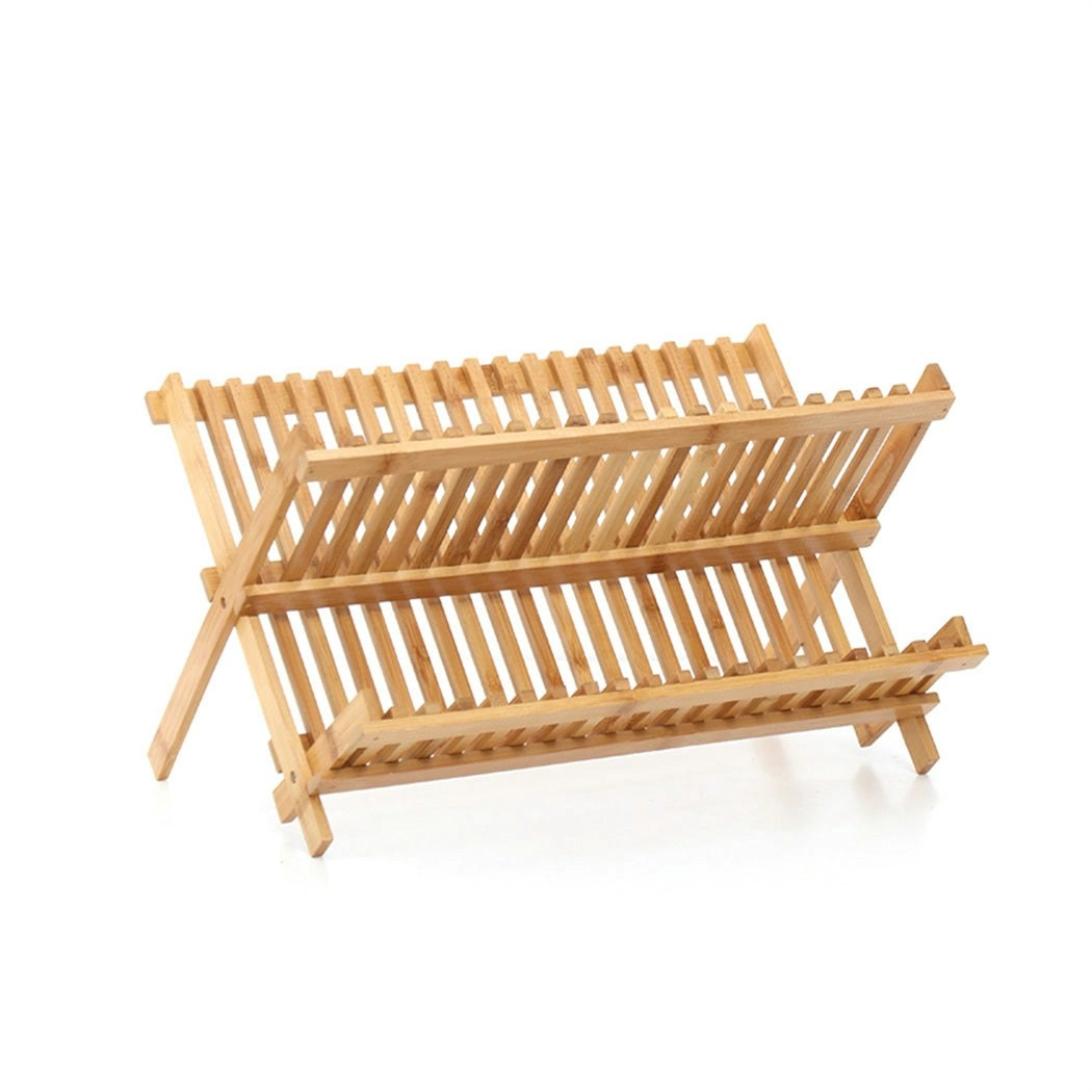 Toque Dish Rack Bamboo Foldable Drainer Drying Holder Plate Utensil Cultery Tray