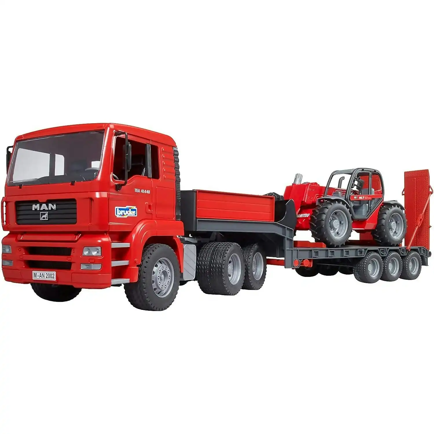 Bruder - Man Tga Truck With Low Loader Trailer And Manitou Telehandler