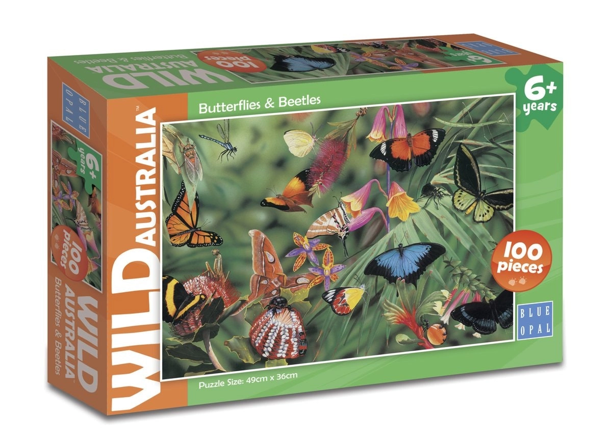 Blue Opal - Wild Australia Butterflies & Beetles Jigsaw Puzzle 100 Pieces