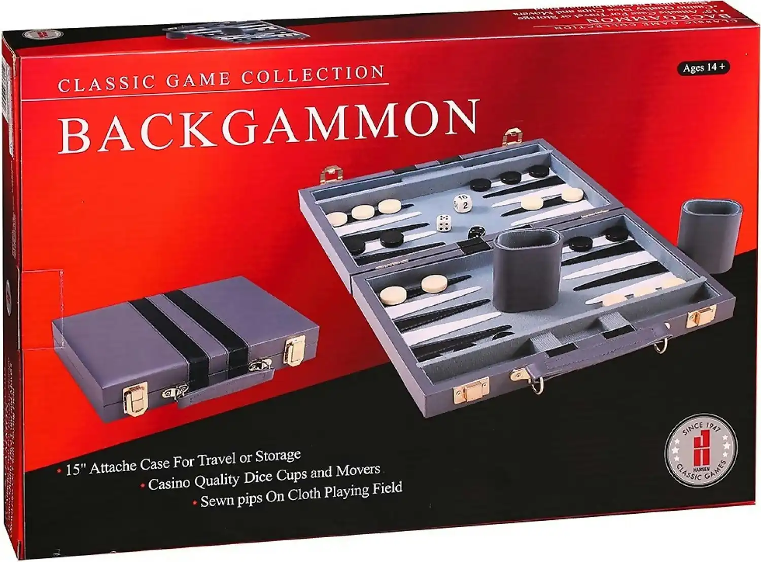 Hansen - Backgammon Set 15-inch Vinyl Stitched Classic Game Collection