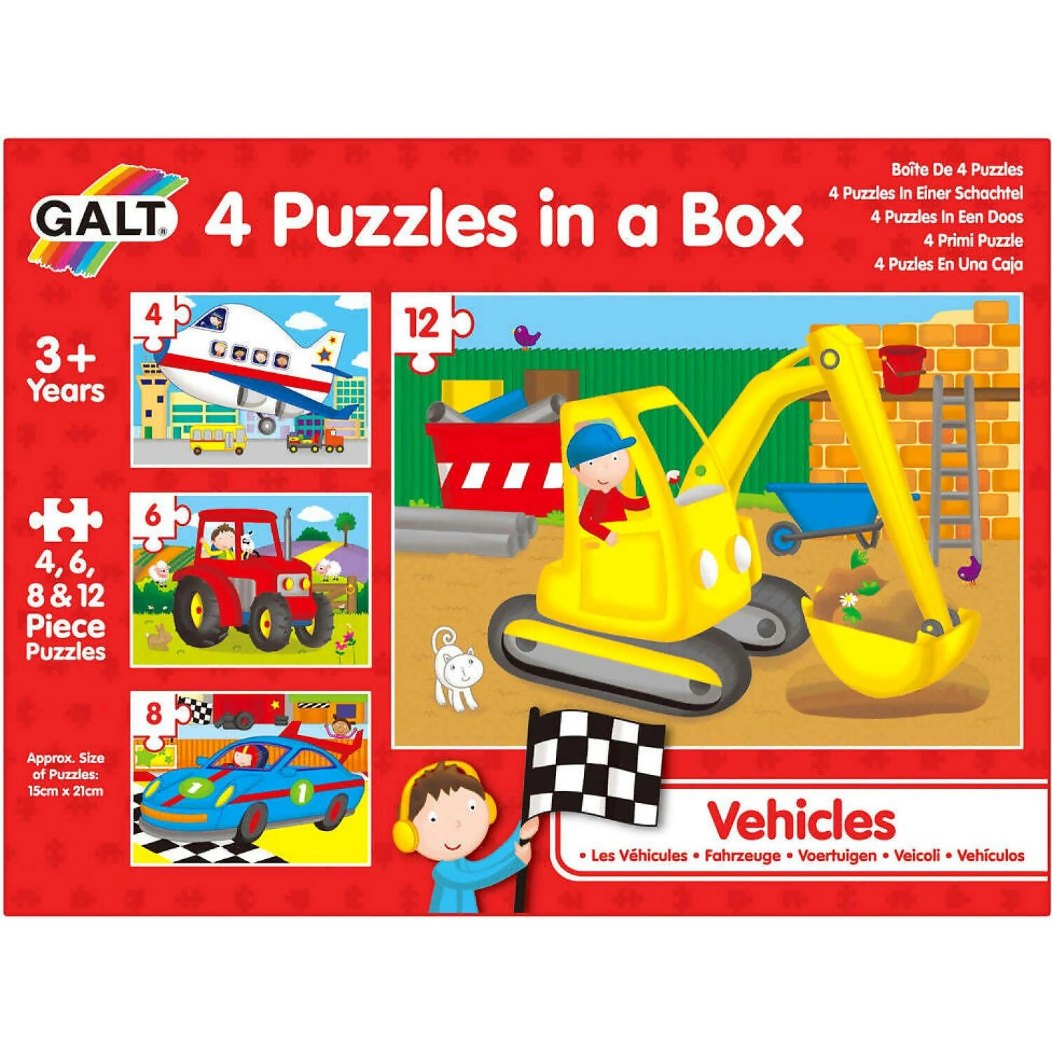 Galt - 4 Puzzles In A Box - Vehicles