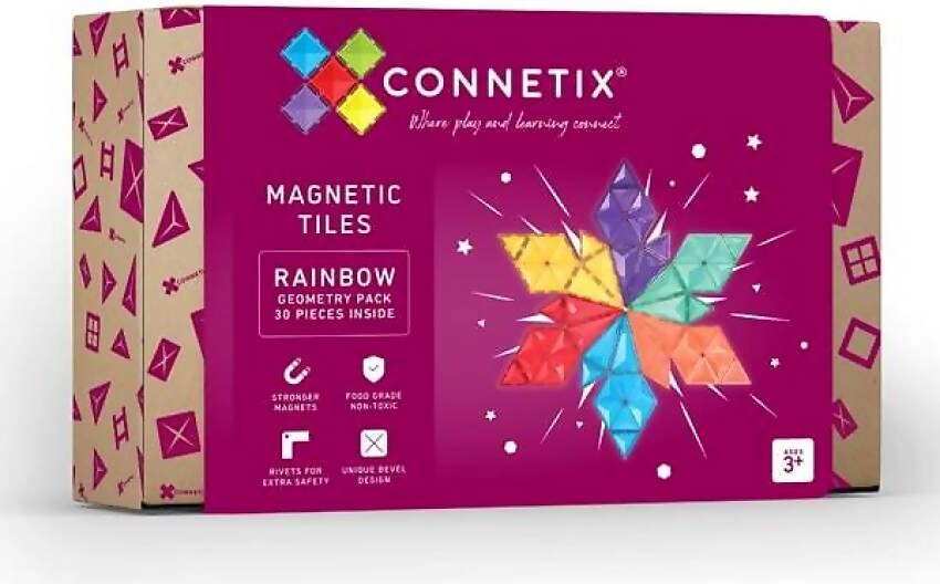 Connetix - Magnetic Tiles Rainbow Geometry Pack 30pc