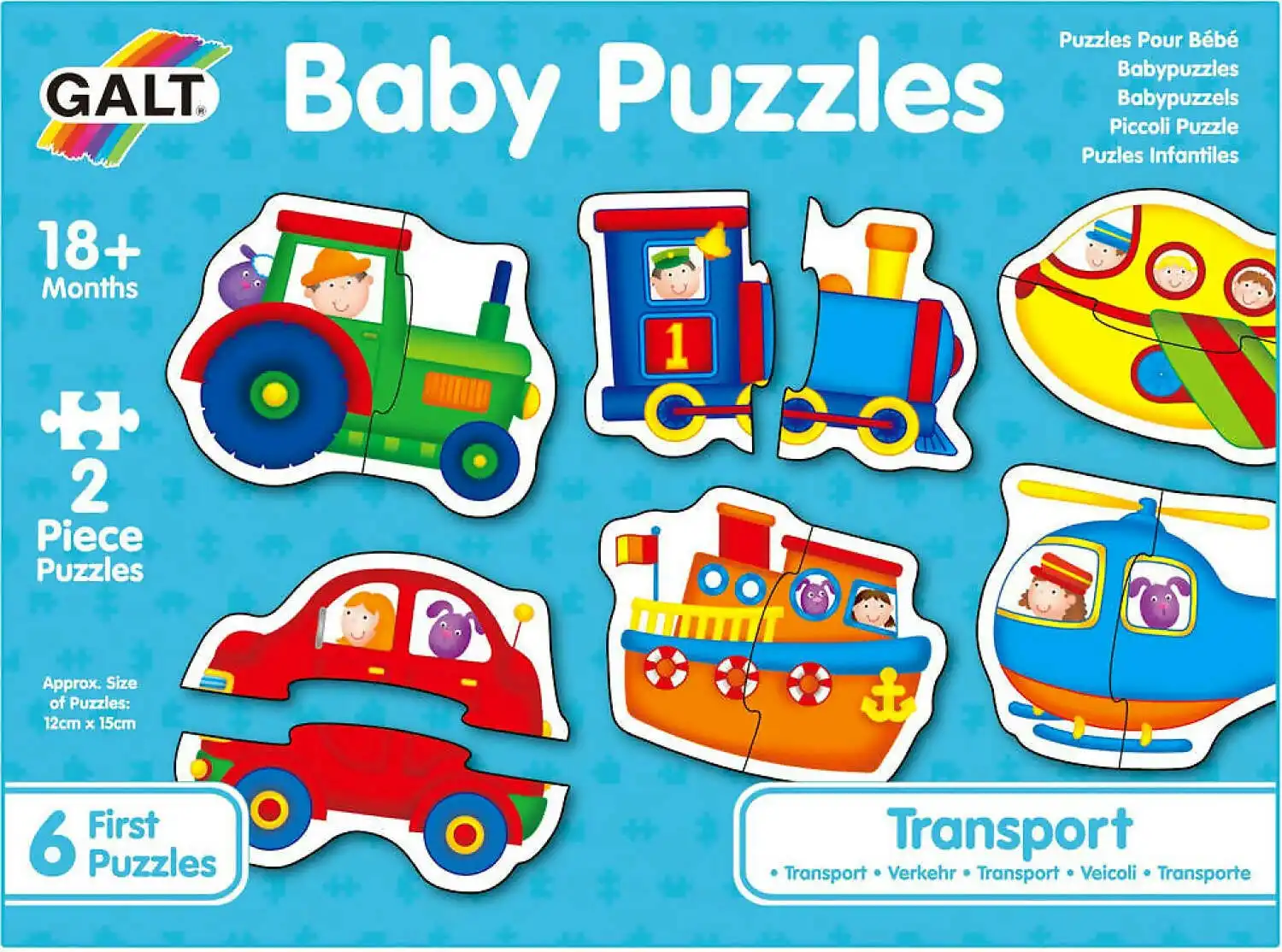 Galt - Transport Baby Jigsaw Puzzle - 6 x Different puzzles - 2 pcs each