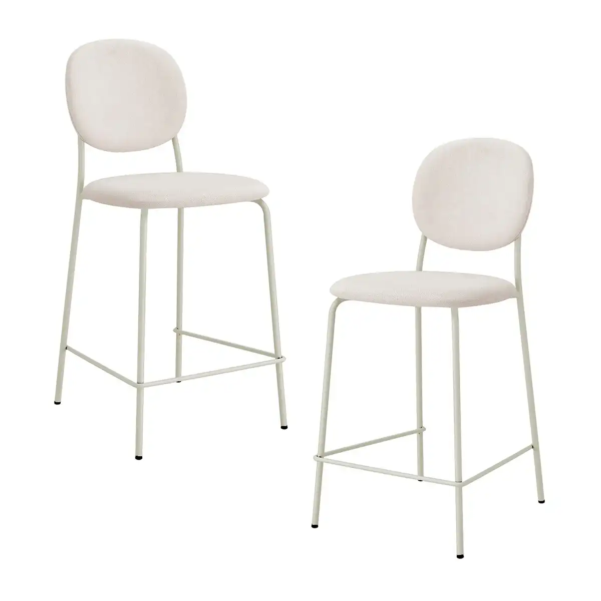 Margot Fabric Bar Stool (Set of 2, Cream, Cream)