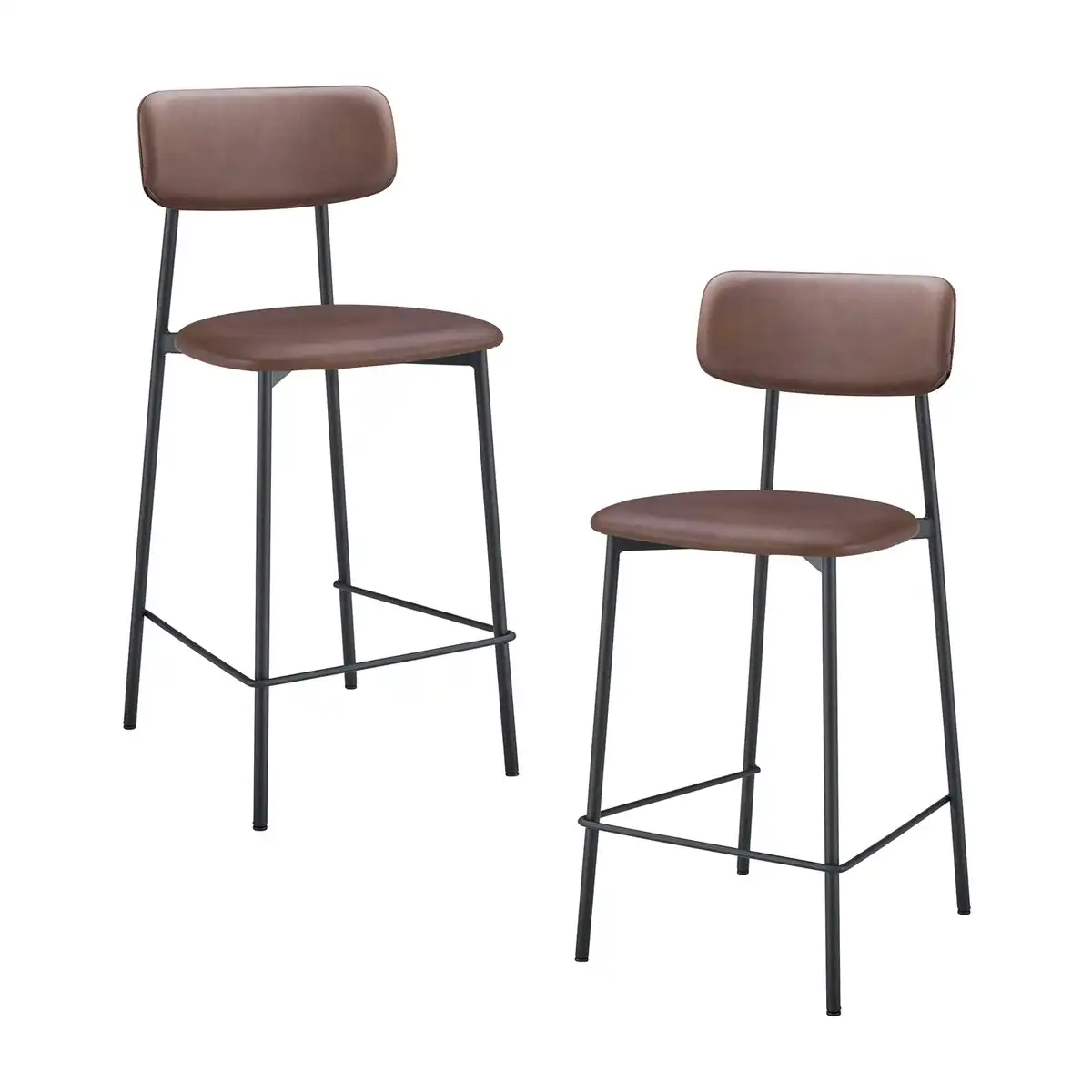 Bailey Leatherette Bar Stool (Set of 2, Black, Chocolate)