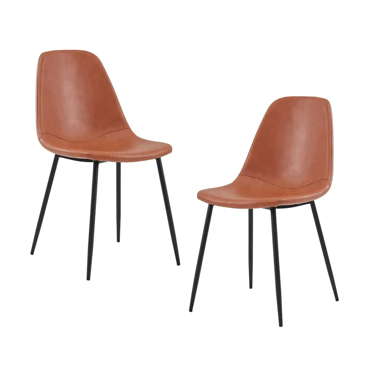 Luca Leatherette Dining Chair (Set of 2, Black, Tan)