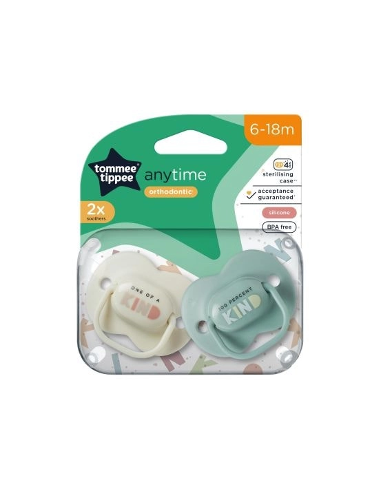 Tommee Tippee Closer To Nature Any Time Soother 6-18 Months 2 Pack Assorted