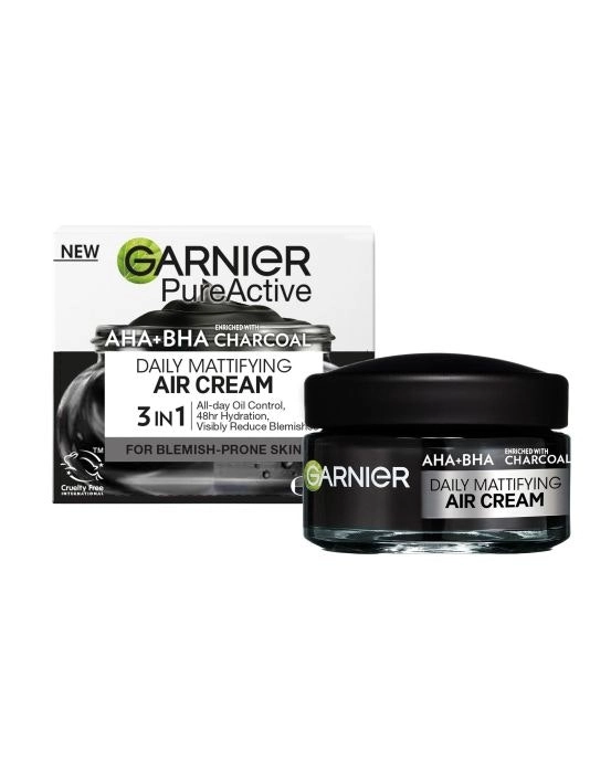 Garnier Pure Active AHA + BHA Charcoal Daily Mattifying Air Cream 50ml