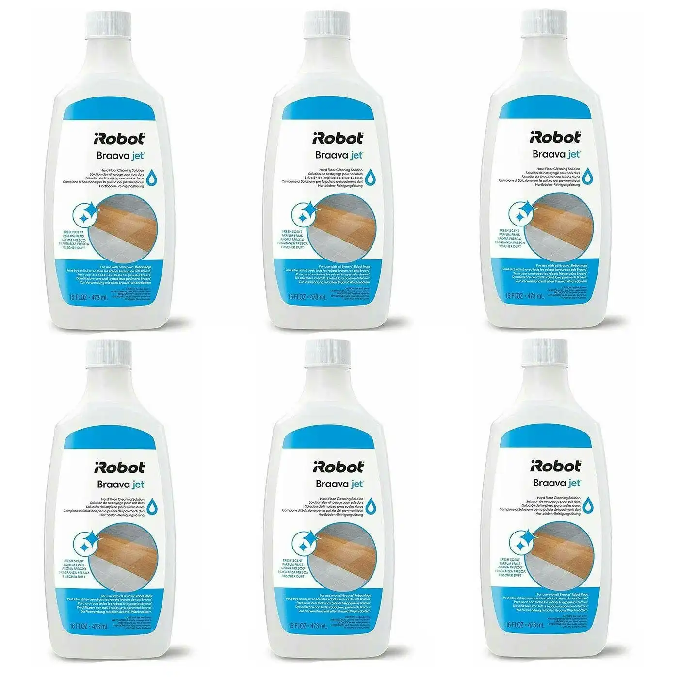 iRobot Braava Jet Hard Floor Cleaning Solution - Suitable For All iRobot Mopping Robots (6 Bottles)