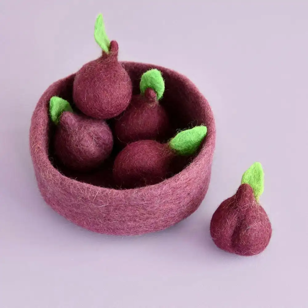 Dashdu - Penelope Plum - Five Felt Plums with Bowl